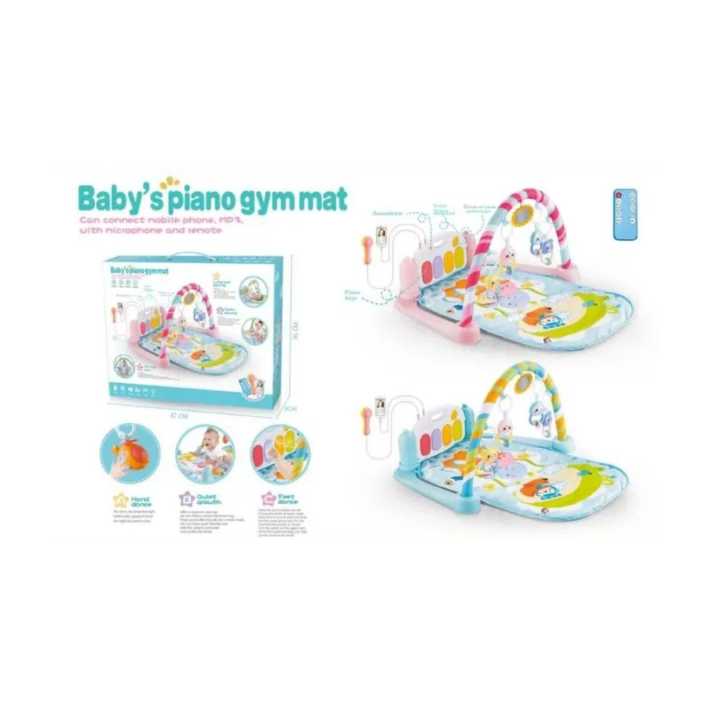 Lazarid Activity gym with hanging toys and music buttons Bluetooth/USB power Blue