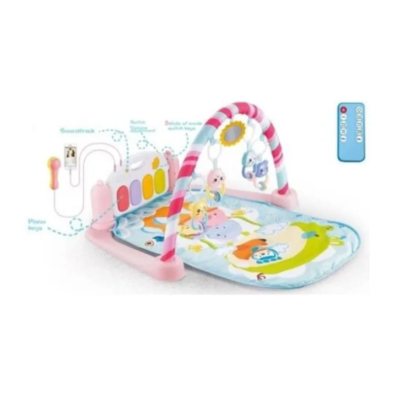 Activity gym with hanging toys and music buttons Bluetooth/USB power Pink